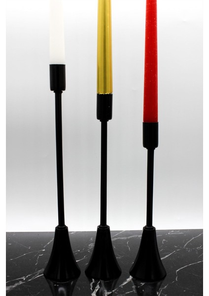 3'lü Uzun Topuklu Paslanmaz Siyah Şamdan Mumluk, Ev Dekorasyonu Için Şık Bir Seçenek fiyatları