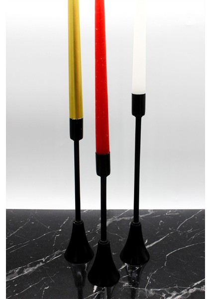 3'lü Uzun Topuklu Paslanmaz Siyah Şamdan Mumluk, Ev Dekorasyonu Için Şık Bir Seçenek fırsatları