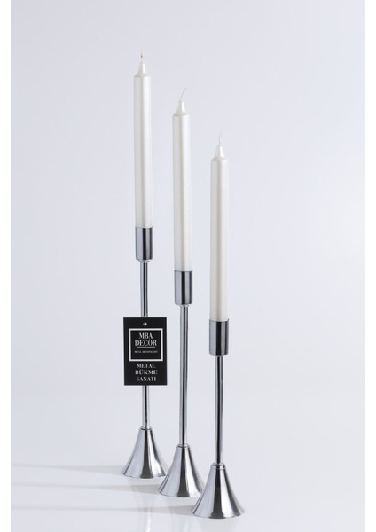 3'lü Topuklu Mumluk Takımı, Şamdan, Uzun Ayak, Şık Ev Dekorasyonu modelleri