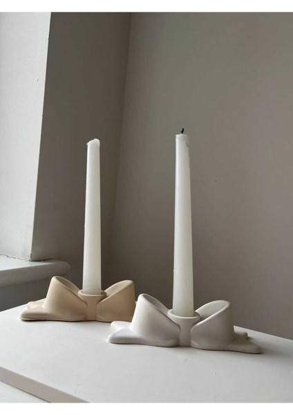 El Yapımı Beyaz Papyon Şamdan, Şık ve Zarif Dekoratif Mumluk Modeli fiyatları