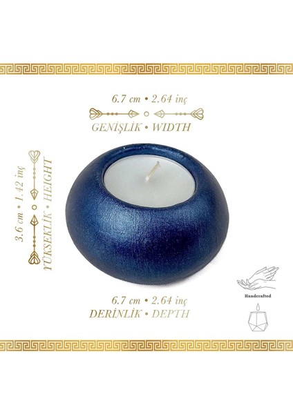 El Yapımı 2'li Gece Mavisi Mumluk ve Dekoratif Tepsi Seti fiyatları