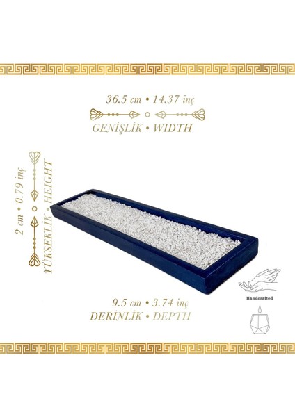 El Yapımı 2'li Gece Mavisi Mumluk ve Dekoratif Tepsi Seti modelleri