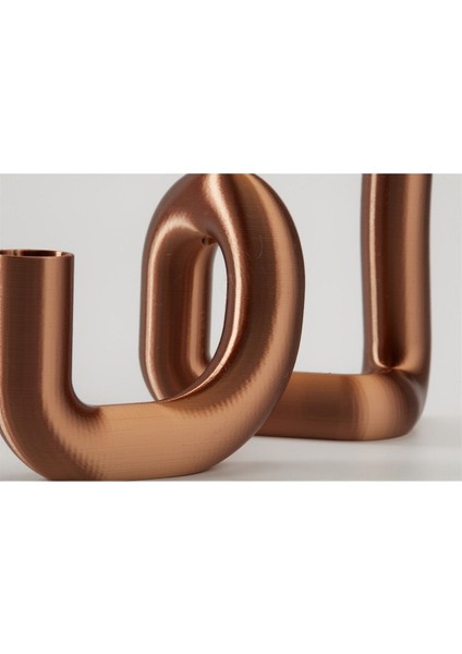 Kıvrımlı Bakır Mumluk, Şık ve Zarif Dekoratif Aksesuar