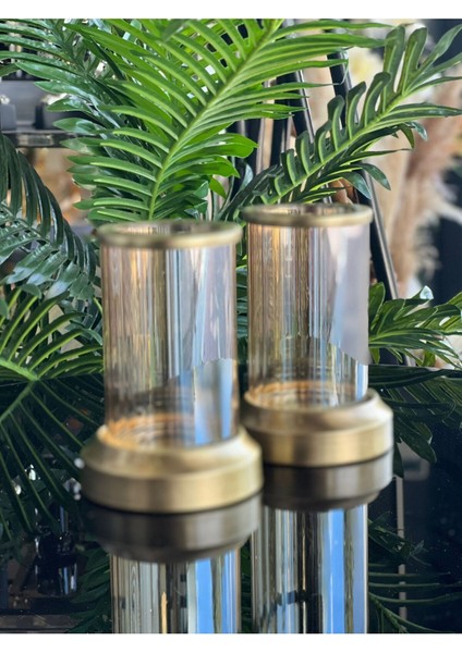 Iki Sırlı Antik Mumluk Seti, Zarif ve Şık Dekoratif Aksesuarlar