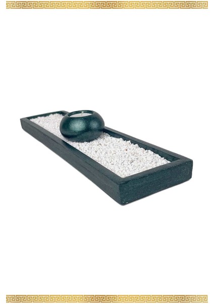 Şık Beton Mumluk Seti, Yeşil Renkli, Tabaklı Dekorasyon Aksesuarı