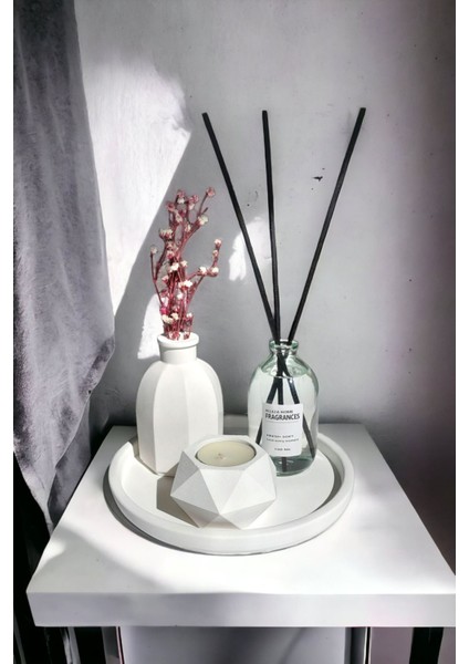 Şık Geometrik Mumluk ve Vazo Seti, Doğal ve Ferah Oda Dekoru Için Ideal