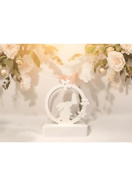 Beyaz Renkli Dekoratif Tavşan Tasarımlı Tealight Mumluk