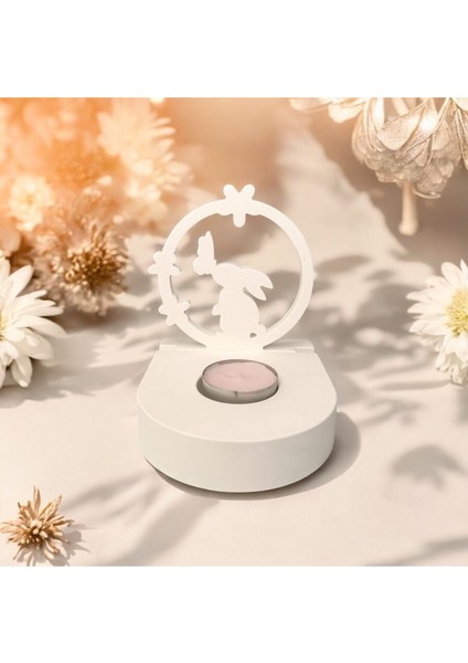 Beyaz Renkli Dekoratif Tavşan Tasarımlı Tealight Mumluk fiyatları