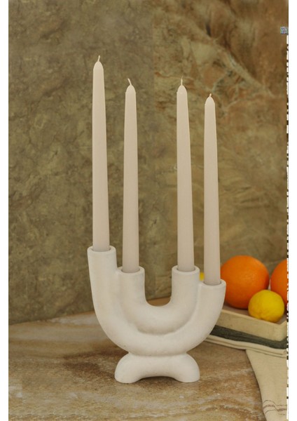 Gri Iskandinav Tarzı Büyük 4 Kollu Beton Şamdan ve Mum Seti indirimleri