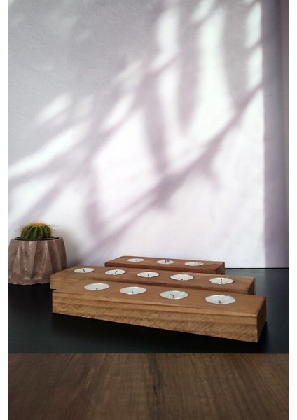 Doğal Ahşap Tealight Mumluk Seti, Şamdan, Zarif ve Sıcak Atmosfer Için Ideal fiyatları