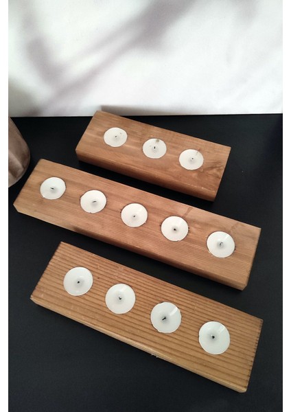 Doğal Ahşap Tealight Mumluk Seti, Şamdan, Zarif ve Sıcak Atmosfer Için Ideal modelleri