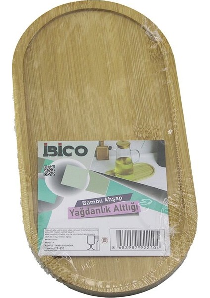 Oval Ahşap Bambu Yağdanlık Altlık Mini Tepsi 12 x 23.3 x 0.8cm (2818)