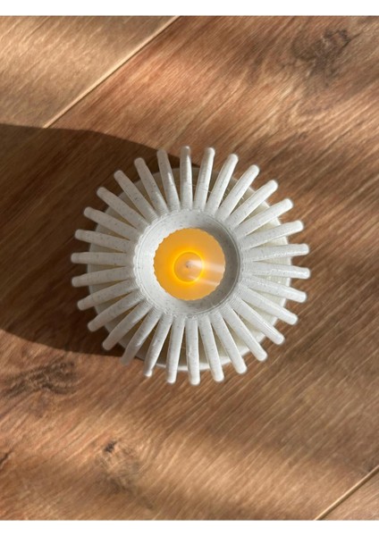 Işıklı LED Mumluk, Şık ve Zarif Dekorasyon Aksesuarı, Granit Beyaz modelleri