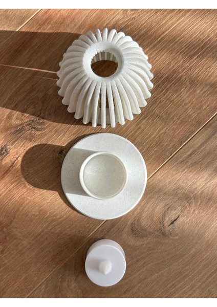 Işıklı LED Mumluk, Şık ve Zarif Dekorasyon Aksesuarı, Granit Beyaz fırsatları