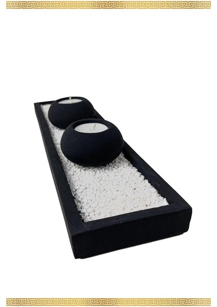 2'li Tealight Mumluk Seti, Taşlı Sunum, Şık ve Zarif Gece Dekorasyonu