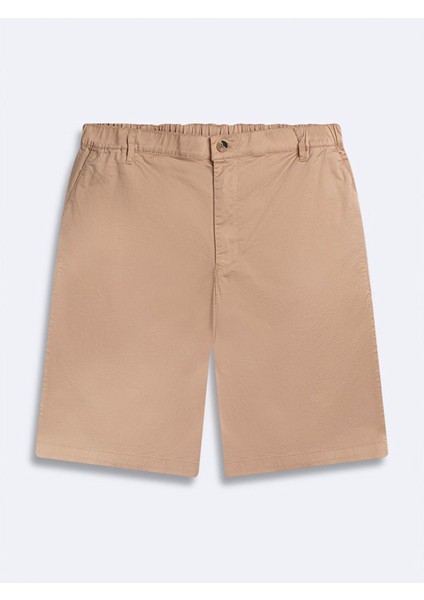 Basıc Midi Regular Gabardin Bej Şort