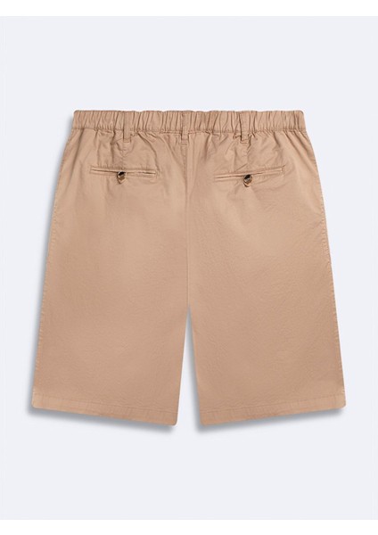 Basıc Midi Regular Gabardin Bej Şort