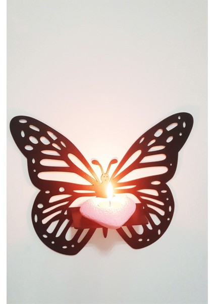 Şık Kelebek Figürlü Siyah Duvar Rafı Mumluk Bibloluk Dekorasyonu indirimleri