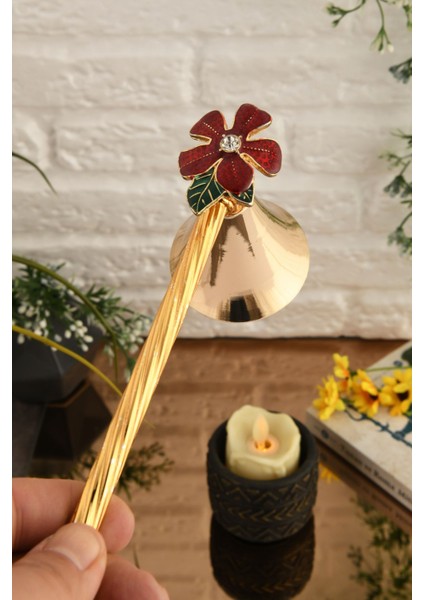 Taşlı Çiçek Figürlü Metal Mum Söndürücü, Şık ve Zarif Tasarım