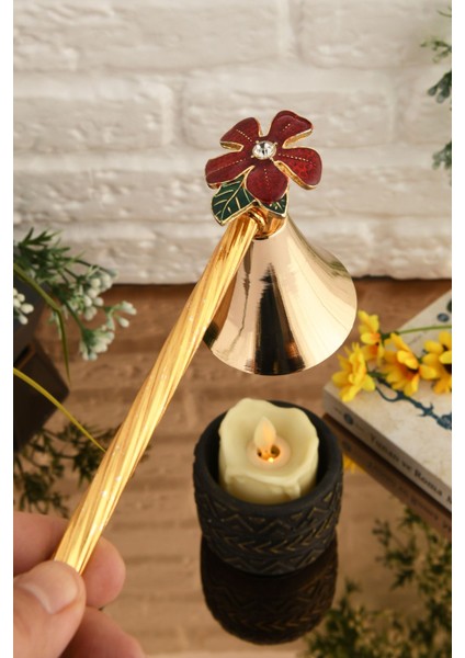 Taşlı Çiçek Figürlü Metal Mum Söndürücü, Şık ve Zarif Tasarım fiyatları