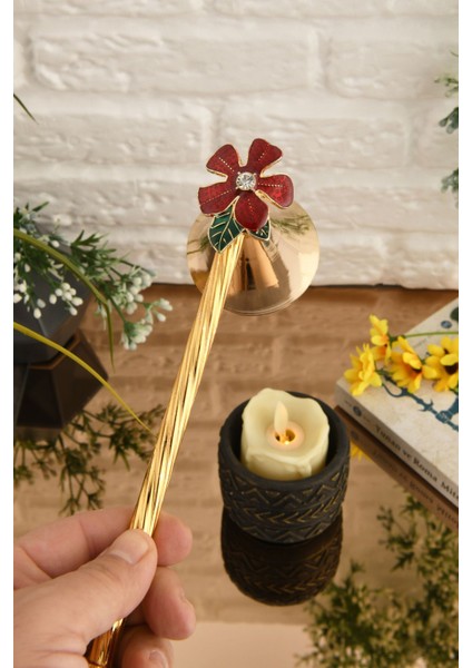 Taşlı Çiçek Figürlü Metal Mum Söndürücü, Şık ve Zarif Tasarım indirimleri