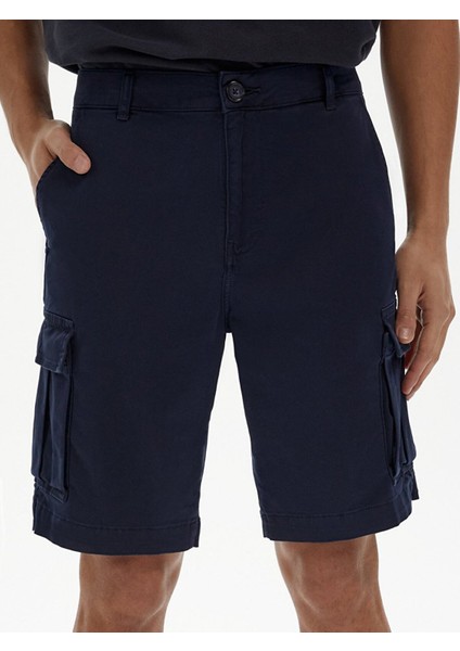 Basıc Gabardin Regular Kargo Lacivert Şort