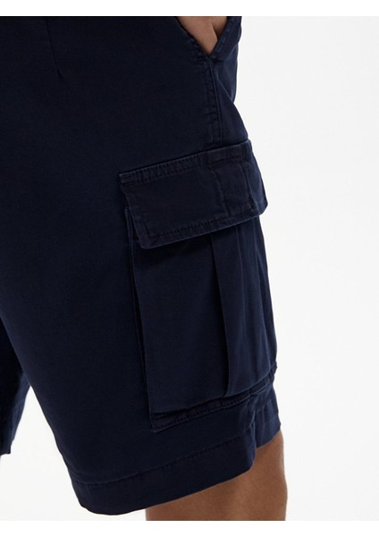 Basıc Gabardin Regular Kargo Lacivert Şort
