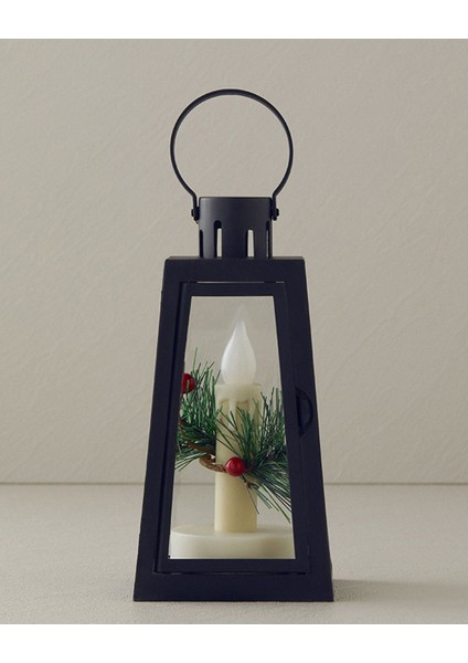Yılbaşı Dekor Feneri 10X10X20 cm Siyah, Şık ve Zarif Yılbaşı Süsü