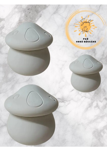 Beyaz Mantar Şeklinde Beton Mumluk ve Takı Kutusu, Şıklık ve Fonksiyon Bir Arada