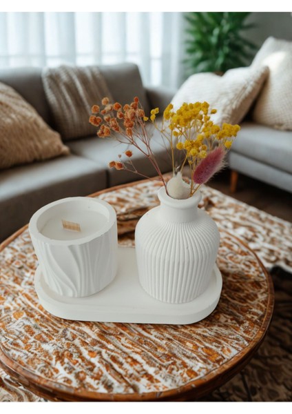 Şık 3'lü Dekoratif Mum Seti, Beyaz, Modern ve Zarif Tasarım fiyatları