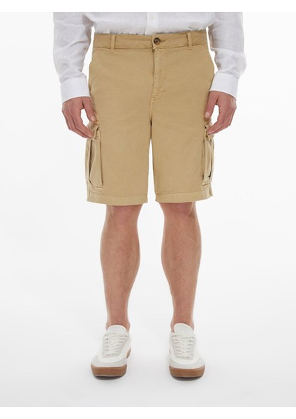 Basıc Gabardin Regular Kargo Bej Şort