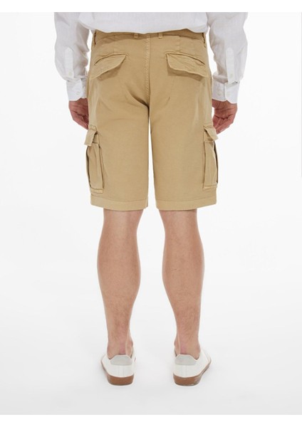 Basıc Gabardin Regular Kargo Bej Şort