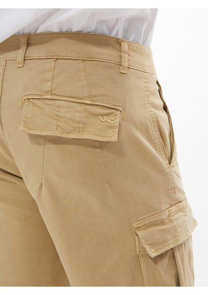Basıc Gabardin Regular Kargo Bej Şort