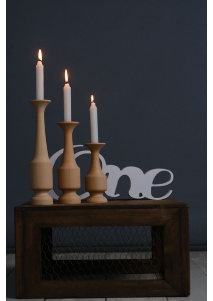 Şık Ahşap 3'lü Mumluk Seti, Doğal ve Sıcak Atmosfer Yaratır