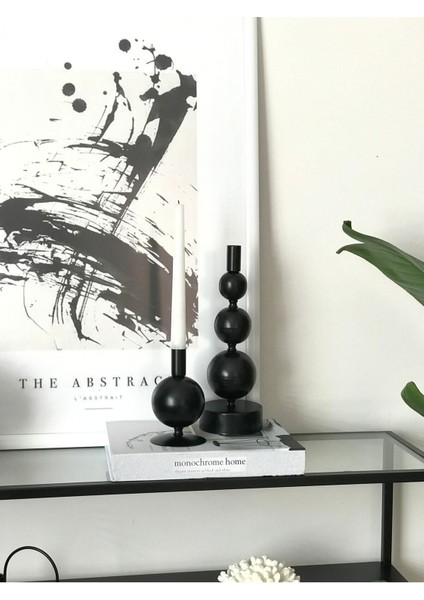 Şık Siyah Metal Top Şamdan, Dekoratif Mumluk ve Obje, Modern Ev Dekoru modelleri