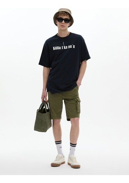 Erkek Basıc Gabardin Regular Kargo Yeşil Şort