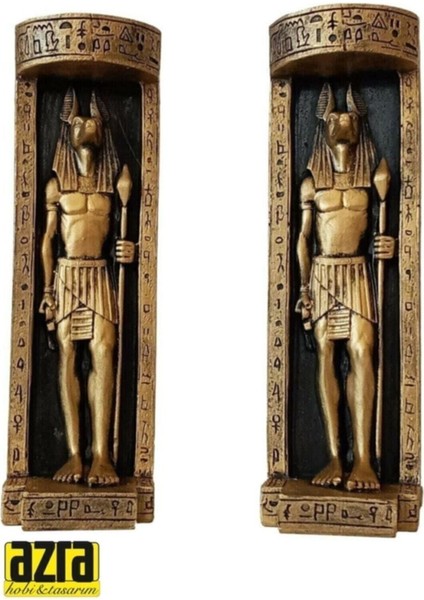 Antik Mısır Anubis Ikili Dekoratif Şık Mumluk Seti