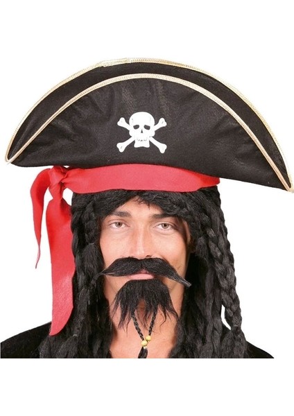 Karayip Korsanları Kaptan Jack Kadife Korsan Şapkası Yetişkin