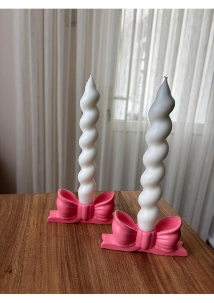 Pembe Fiyonksiyon ve Burgu Şamdanlar, Soya Wax, Amber Kokulu, 2'li Set