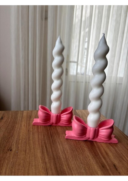 Pembe Fiyonksiyon ve Burgu Şamdanlar, Soya Wax, Amber Kokulu, 2'li Set modelleri