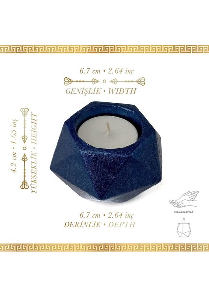 2'li Gece Mavisi Taş Mumluk Seti, Dekoratif Prizma Tasarımı fiyatları