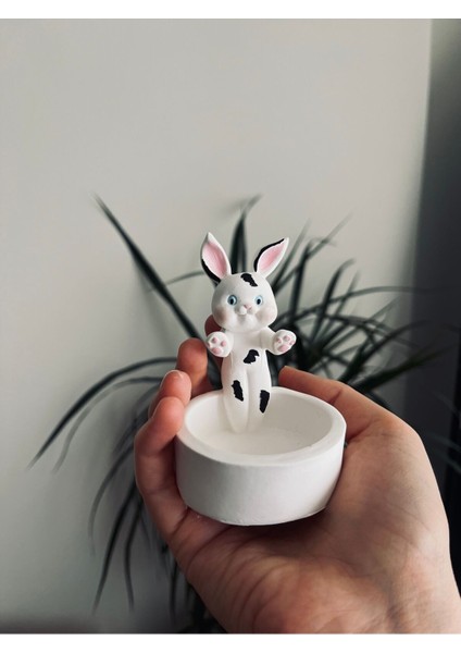 Beyaz Tavşan Mumluk, Sıcak Atmosfer Yaratıcı Tealight Dekorasyon