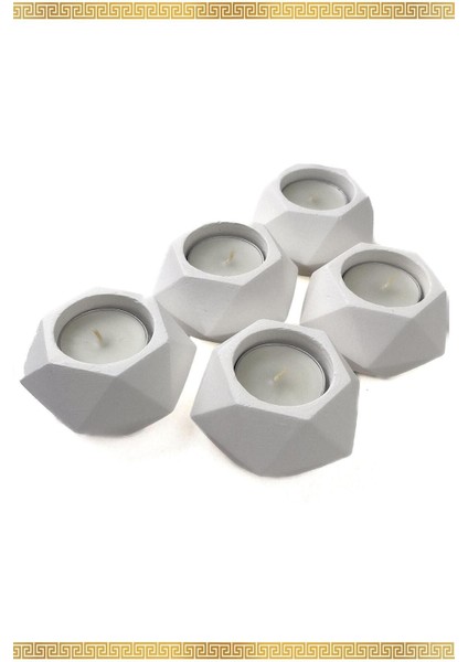 5'li Beyaz Dekoratif Mum Seti, Hediyelik Tealight Mumlukler