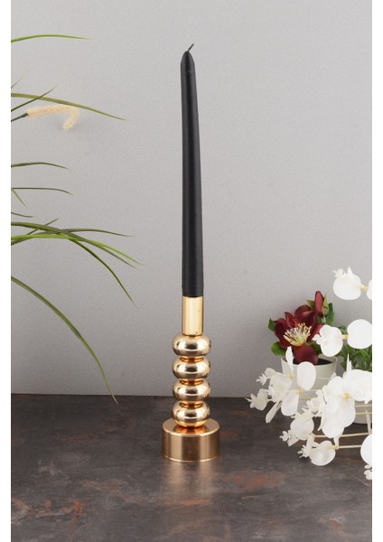 Altın Kaplama Dekoratif Metal Mumluk, Şamdan, Şık ve Zarif Tasarım