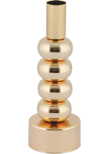 Altın Kaplama Dekoratif Metal Mumluk, Şamdan, Şık ve Zarif Tasarım