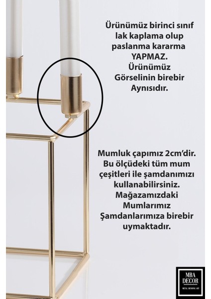 Dörtlü Küp Şamdan Mumluk, Şık ve Parlak Metal Tasarım, 20 Cm, Ev Dekoru Için Ideal modelleri