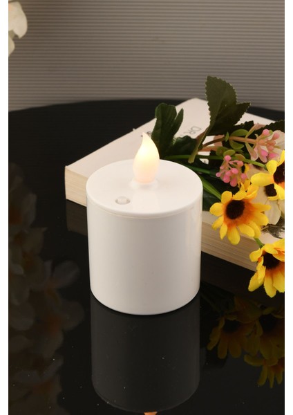 Pilli LED Silindir Mum, 6 Cm, Beyaz, Güçlü ve Şık Dekorasyon Unsuru fiyatları