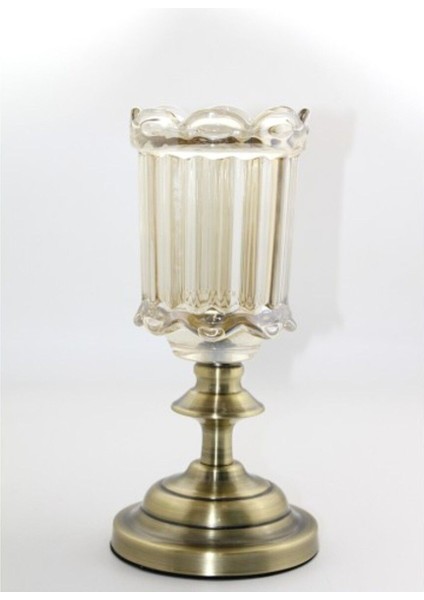 Renkli Cam Şamdan, Zarif Tekli Model, Şık ve Modern Dekorasyon Parçası