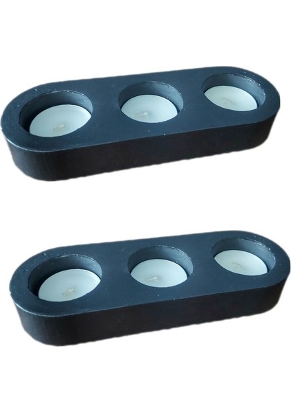 2'li 6 Hazneli Siyah Tealight Mumluk Şamdan, Şık ve Kullanışlı Dekoratif Ürün