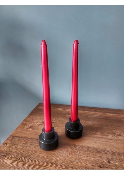 2 Parça Siyah Mumluk ve Şamdan Seti, Şık ve Zarif Dekorasyon Aksesuarları modelleri